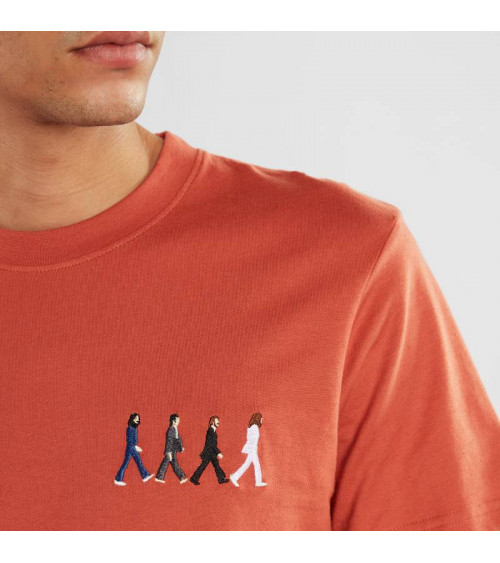 Dedicated T-shirt Stockholm Abbey Road Embroidery Terracotta