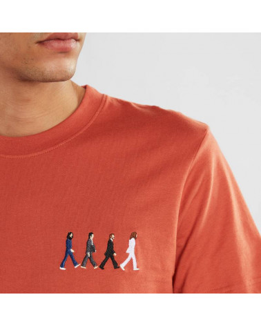 Dedicated T-shirt Stockholm Abbey Road Embroidery Terracotta