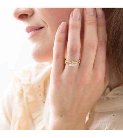 A Beautiful Story Sparkle Rozenkwarts Ring Verguld