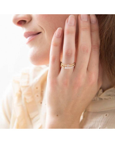 A Beautiful Story Sparkle Rozenkwarts Ring Verguld
