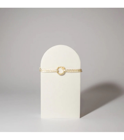 Nowa infinity bracelet goldplated white satin cord