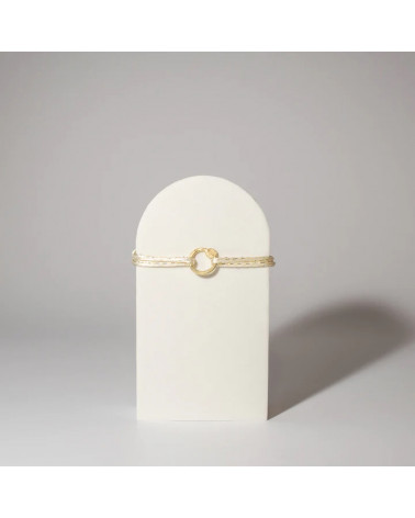 Nowa infinity bracelet goldplated white satin cord
