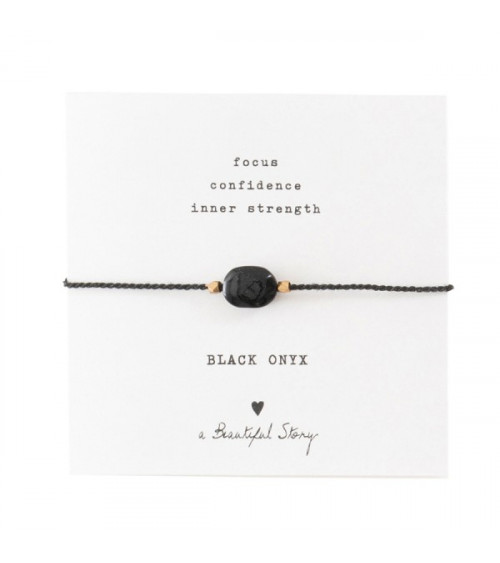 A Beautiful Story Gemstone Card Black Onyx gold bracelet
