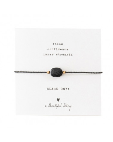 A Beautiful Story Gemstone Card Black Onyx gold bracelet