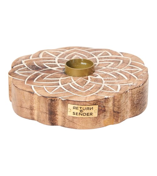 Return To Sender Round Candle Holder with Flower decoration