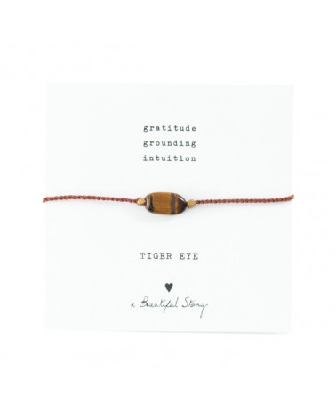 A Beautiful story Gemstone Card Tiger Eye Gold Bracelet