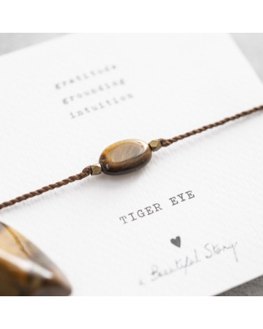 A Beautiful story Gemstone Card Tiger Eye Gold Bracelet
