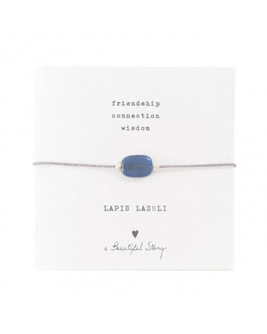 A Beautiful Story Edelsteen Kaart Lapis Lazuli zilver armband
