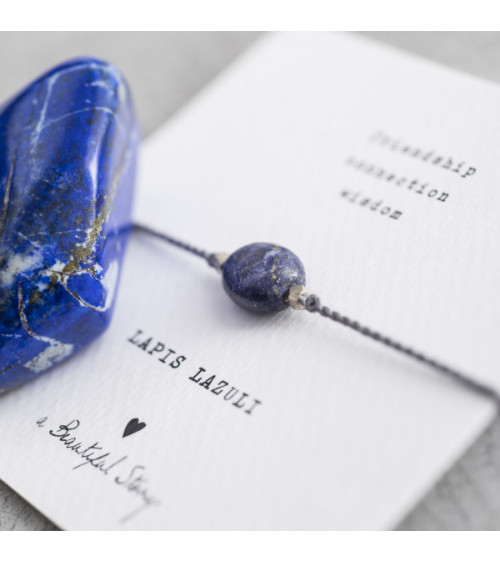 A Beautiful Story Edelsteen Kaart Lapis Lazuli zilver armband