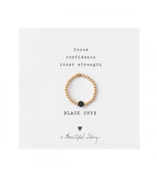 A Beautiful Story Beauty Black Onyx Gold Ring