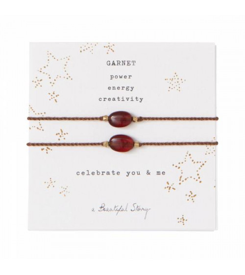 A Beautiful Story Gemstone Card You & Me Garnet Gold Bracelet