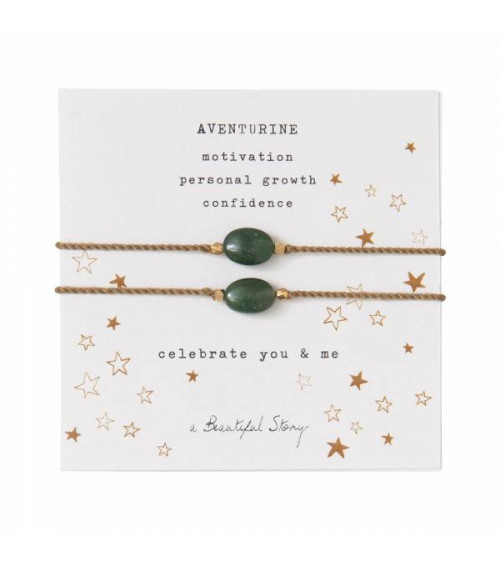 A Beautiful Story Gemstone Card You & Me Aventurine Gold Bracelet