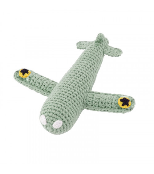 Global Affairs Crochet Rattle Airplane Green