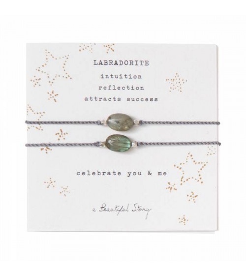 A Beautiful Story Gemstone Card You & Me Labradorite Silver Bracelet